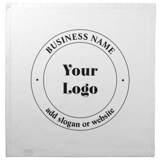 Your Business Logo & Promotional Text | White Cloth Napkin (Front)