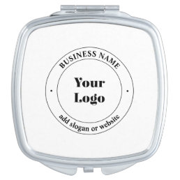 Your Business Logo &amp; Promotional Text | White Compact Mirror