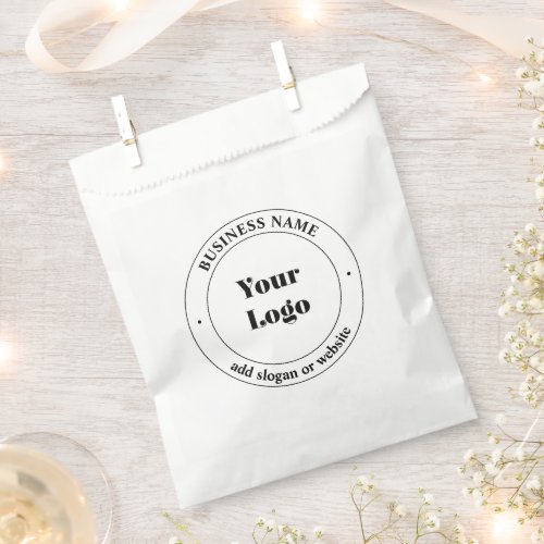 Your Business Logo  Promotional Text  White Favor Bag