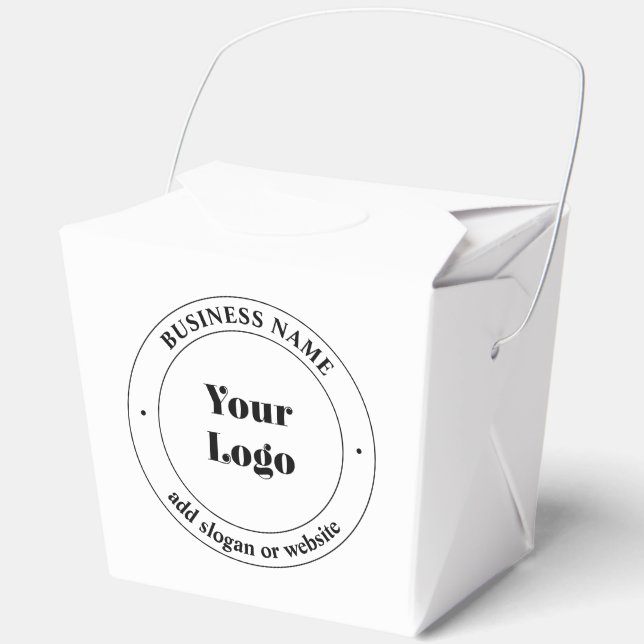 Your Business Logo & Promotional Text | White Favor Boxes (Front)