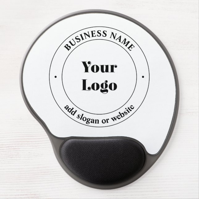 Your Business Logo & Promotional Text | White Gel Mouse Pad (Front)