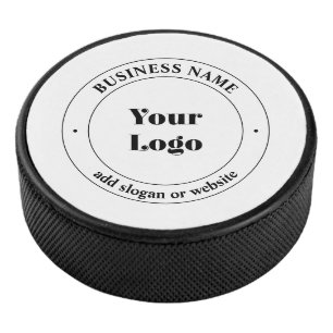 Your Business Logo & Promotional Text White Hockey Puck