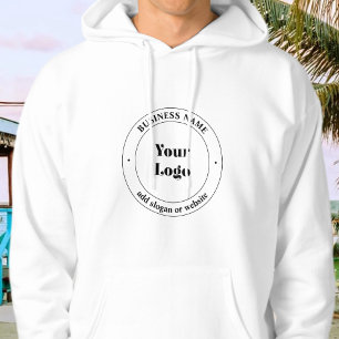 Your Business Logo & Promotional Text White Hoodie
