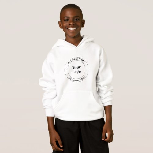 Your Business Logo  Promotional Text  White Hoodie