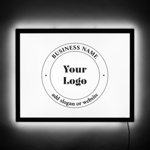 Your Business Logo  Promotional Text  White LED Sign