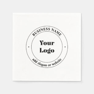 Your Business Logo & Promotional Text   White Napkins
