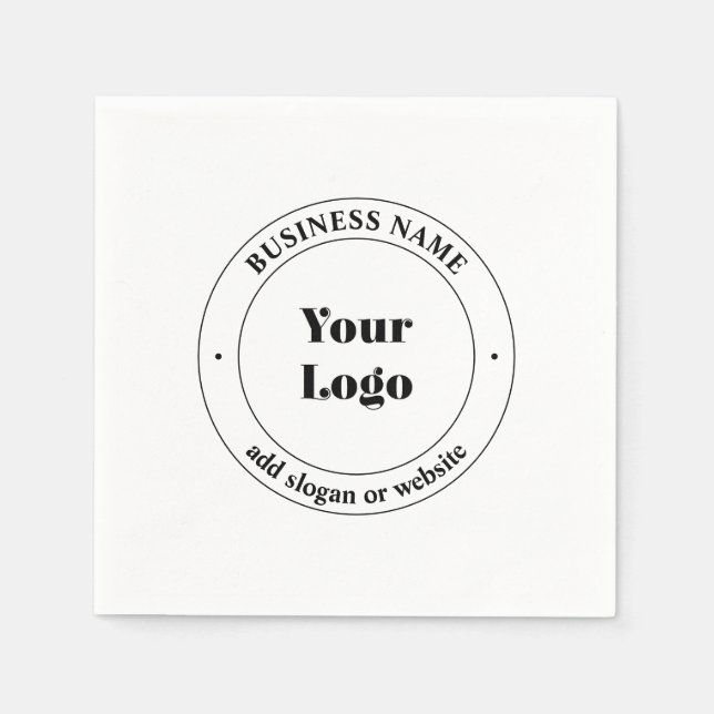 Your Business Logo & Promotional Text | White Napkins (Front)