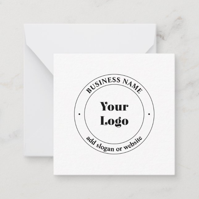 Your Business Logo & Promotional Text | White Note Card (Front)