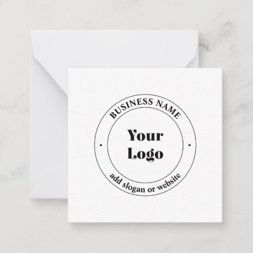 Your Business Logo  Promotional Text  White Note Card