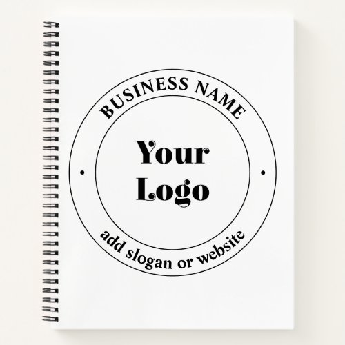 Your Business Logo  Promotional Text  White Notebook