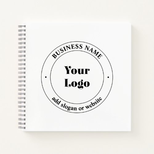 Your Business Logo  Promotional Text  White Notebook