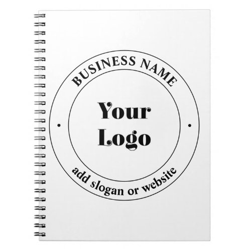 Your Business Logo  Promotional Text  White Notebook