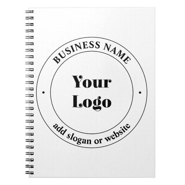 Your Business Logo & Promotional Text | White Notebook (Front)