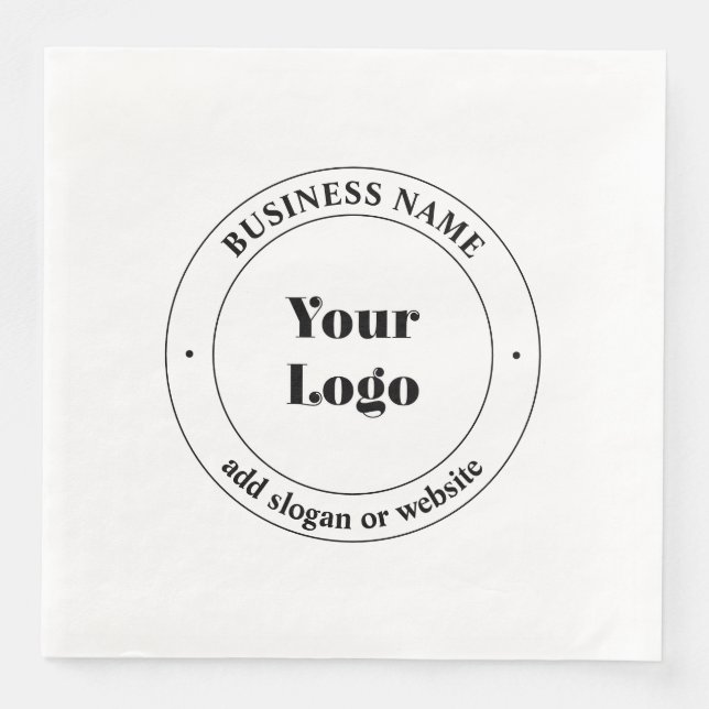Your Business Logo & Promotional Text | White Paper Dinner Napkins (Front)