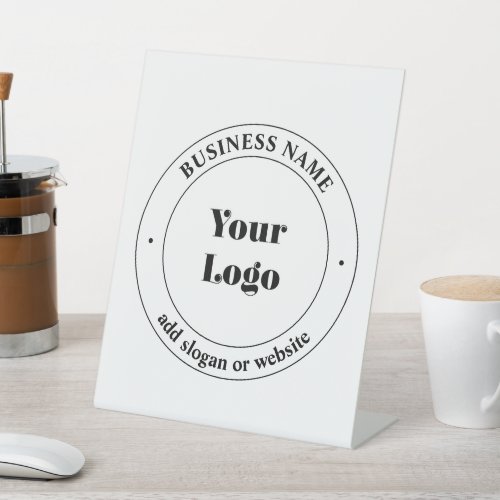 Your Business Logo  Promotional Text  White Pedestal Sign