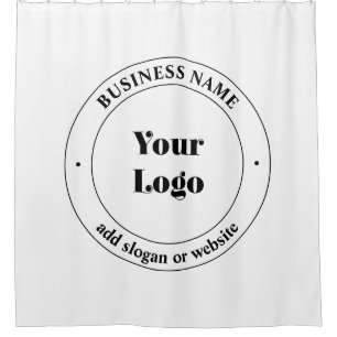 Your Business Logo & Promotional Text White Shower Curtain