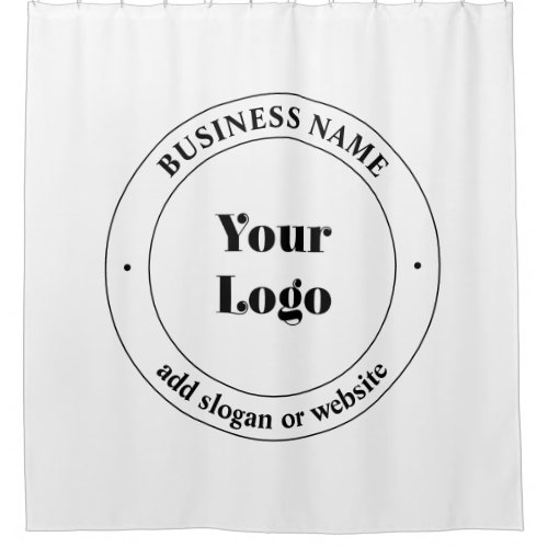 Your Business Logo  Promotional Text  White Shower Curtain