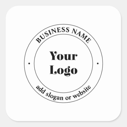 Your Business Logo  Promotional Text  White Square Sticker