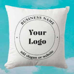 Your Business Logo & Promotional Text White Throw Pillow