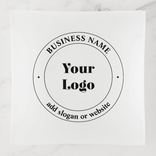Your Business Logo & Promotional Text | White Trinket Tray (Front)