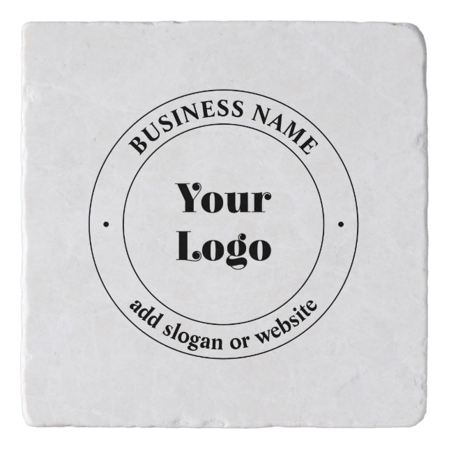 Your Business Logo & Promotional Text | White Trivet (Front)