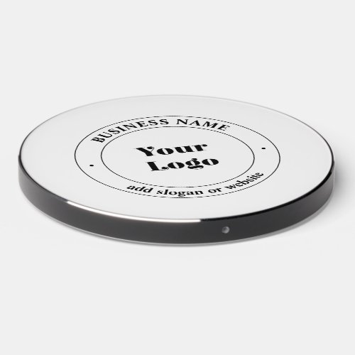 Your Business Logo  Promotional Text  White Wireless Charger