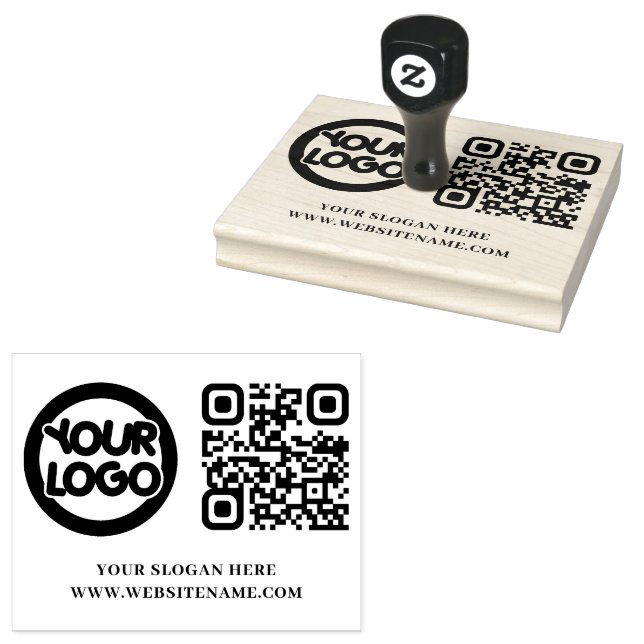 Your Business Logo Qr Code Custom Rubber Stamp (Stamped)