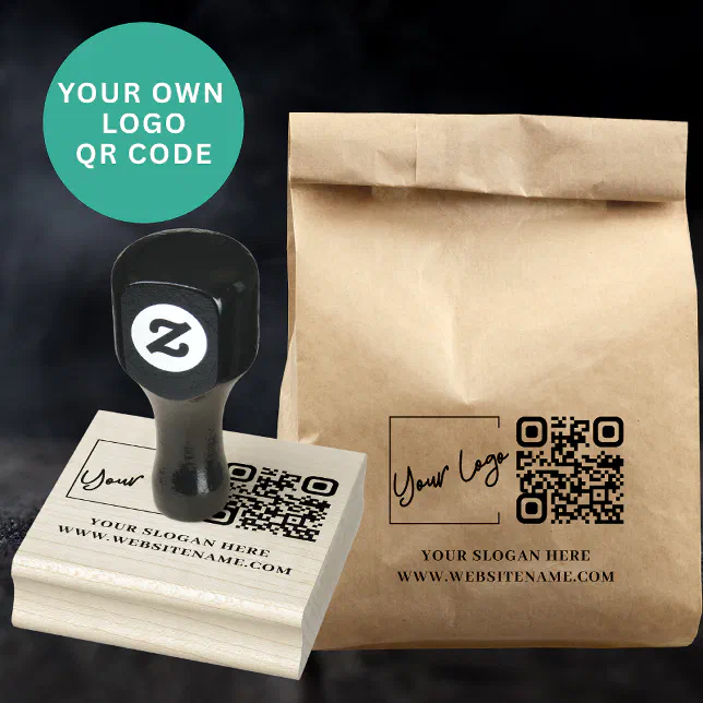 Custom Stamp Coding Your Business Logo Qr Code Custom Rubber Stamp | Zazzle