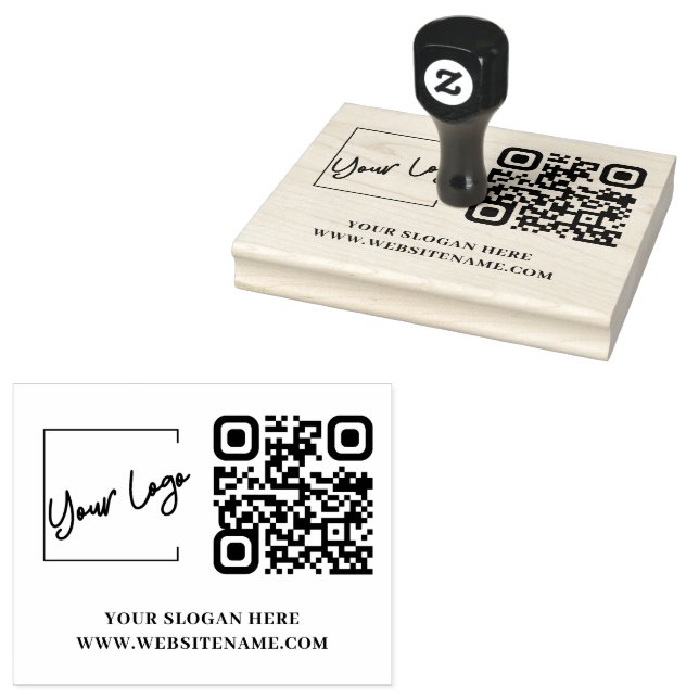Your Business Logo Qr Code Custom Rubber Stamp (Stamped)
