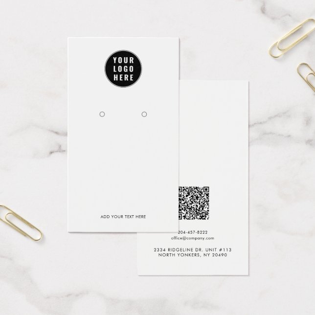 Your Business Logo QR Code Earring Display Card (Office)