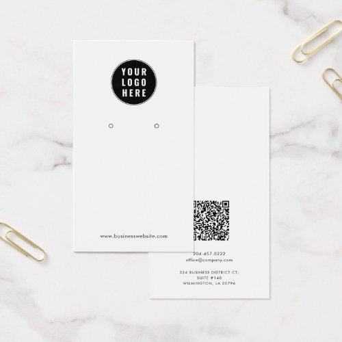 Your Business Logo QR Code Earrings Display Card