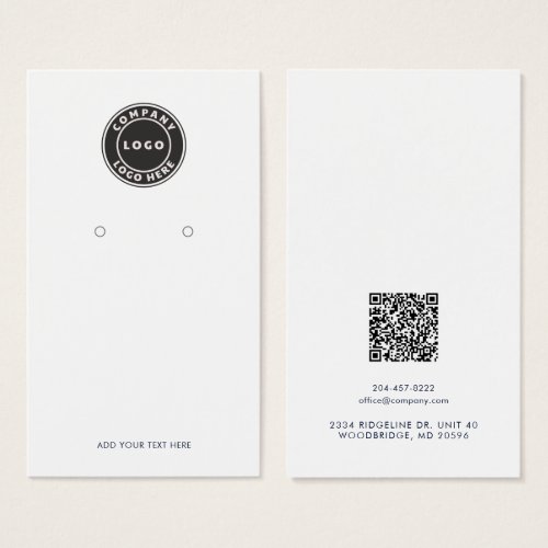 Your Business Logo QR Code Earrings Display Card