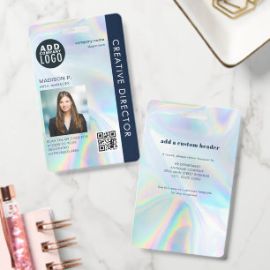 Your Business Logo QR Code Employees Photo ID Badge