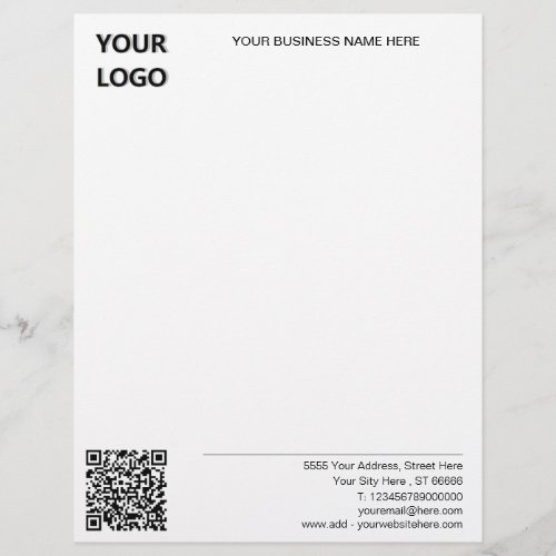 Your Business Logo QR Code Name Addres Letterhead