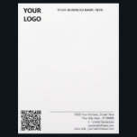 Your Business Logo QR Code Name Address Letterhead<br><div class="desc">Custom Colors and Font - Your Business Office Letterhead with Logo and QR Code - URL Info - Add Your Logo - Image / QR Code - URL / Business Name - Company / Address - Contact Information - Resize and move or remove and add elements / image with Customization...</div>