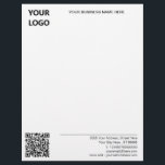 Your Business Logo QR Code Name Address Letterhead<br><div class="desc">Custom Colors and Font - Your Business Office Letterhead with Logo and QR Code - URL Info - Add Your Logo - Image / QR Code - URL / Business Name - Company / Address - Contact Information - Resize and move or remove and add elements / image with Customization...</div>