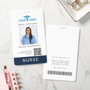 Your Business Logo QR Code RN Nurse Photo ID Badge