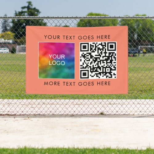 Your Business Logo QR Code Template Salmon Color Banner
