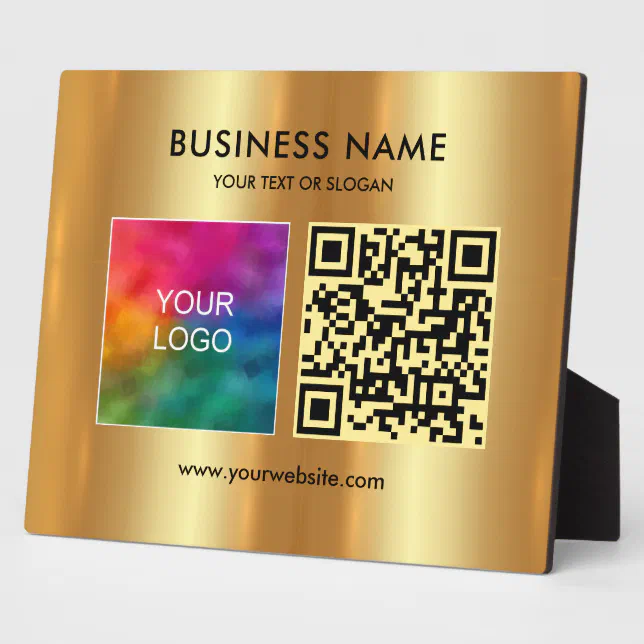 Code Save Plaque Your Business Logo QR Code Template Scannable Plaque | Zazzle