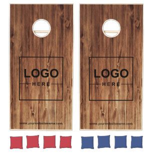 Your Business Logo Rustic Barn Wood Cornhole Set
