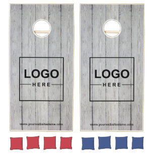 Your Business Logo Rustic Wood Cornhole Set