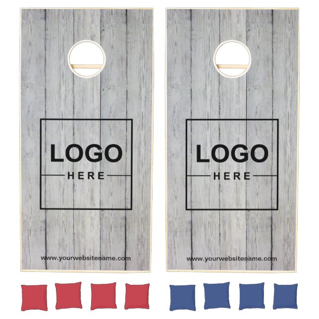 Your Business Logo Rustic Wood Cornhole Set (Set)