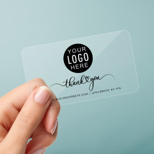 Your Business Logo Script Corporate Thank You Clear Business Cards