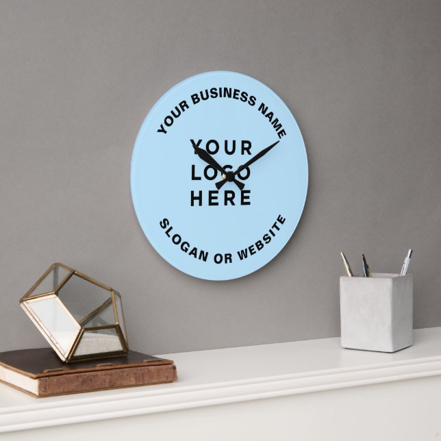 Your Business Logo Simple and Professional Blue Large Clock (Office)