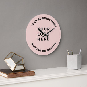 Your Business Logo Simple and Professional Pink Large Clock
