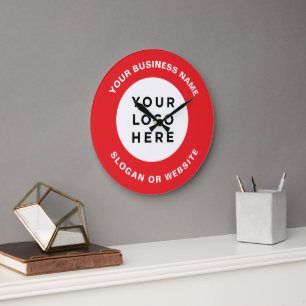Your Business Logo Simple and Professional Red Large Clock