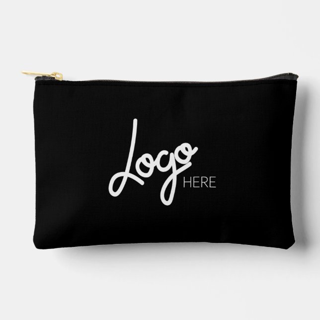 Your Business Logo Simple Elegant Modern Black Accessory Pouch (Front)