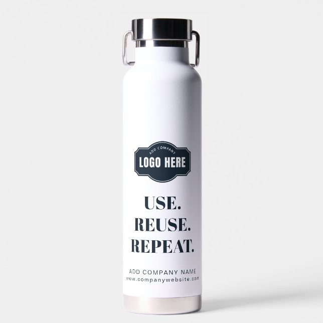 Your Business Logo Slogan and Company Website Water Bottle (Front)