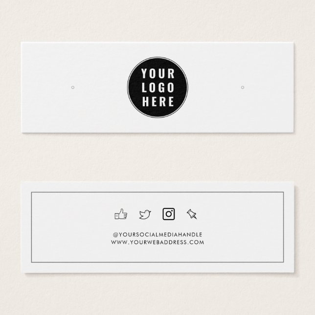 Your Business Logo Stud Earrings Display Card (Front & Back)