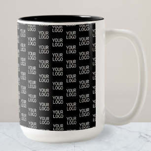 Your Business Logo   Stylish Half Step Pattern Two-Tone Coffee Mug